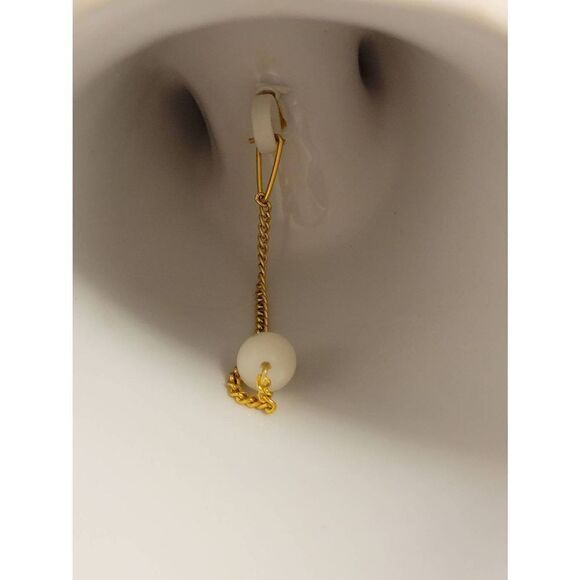 TOSCANY WHITE CERAMIC BELL FINGER HOLE STICKER JAPAN PINK FLOWERS 5" TALL - Picture 6 of 7